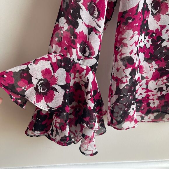 Misa Los Angeles floral ruffle bell sleeve blouse small boho fall cottage core - Picture 6 of 12